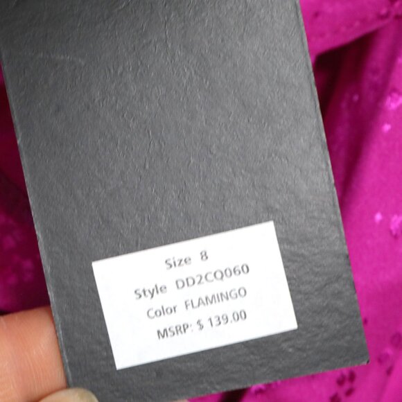 NWT DKNY Magenta Pink Faux Wrap Ruffle Midi Dress S M Sleeveless Tie Waist - Picture 4 of 10